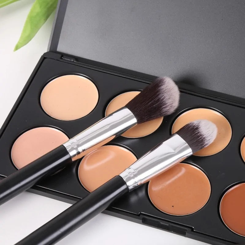 Makeup Brush Set with Leather Cup Holder